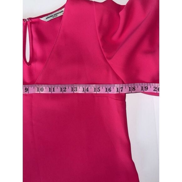 Amanda Uprichard Top Hot Pink Puff Sleeve V Neck Blouse Preppy Barbie Office XS - Picture 9 of 14